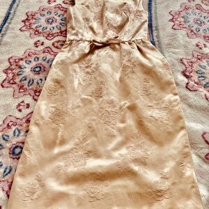 Vintage 50’s Pink Champagne Jacquard Satin Wiggle Dress With Matching Jacket